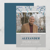 彼へのフォトグレイ・コンフェッティ 83歳の誕生日 招待状 (正面/裏面)