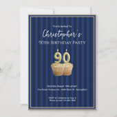 彼へのブルーゴールド90歳の誕生日招待状 招待状 (正面)
