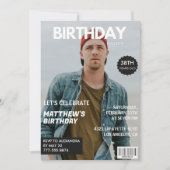 彼へのモダンな雑誌風バースデーギフト 38歳の誕生日 招待状 (正面)
