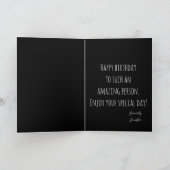 彼へのモノクロのハッピーバースデー シーズンカード (内部)