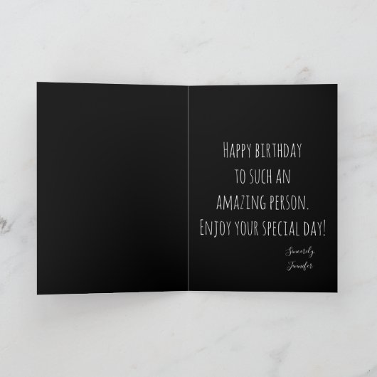 彼へのモノクロのハッピーバースデー シーズンカード (内部)