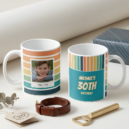 彼へのレトロ30歳の誕生日フォト コーヒーマグカップ