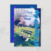 彼へのロマンチックなバレンタインデーのハートガーデンベンチ (正面/裏面)