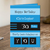 彼への青と黒の30歳の誕生日 カード