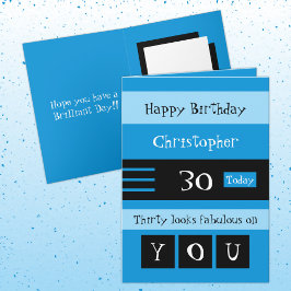 彼への青と黒の30歳の誕生日 カード