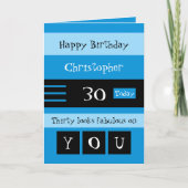 彼への青と黒の30歳の誕生日 カード (正面)