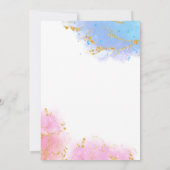 彼または彼女ああベビーピンクと青のグリッター招待状 招待状 (裏面)