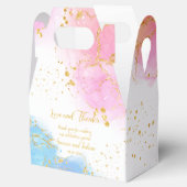 彼または彼女ああベビーピンクと青の金ゴールドグリッター フェイバーボックス (オープン)