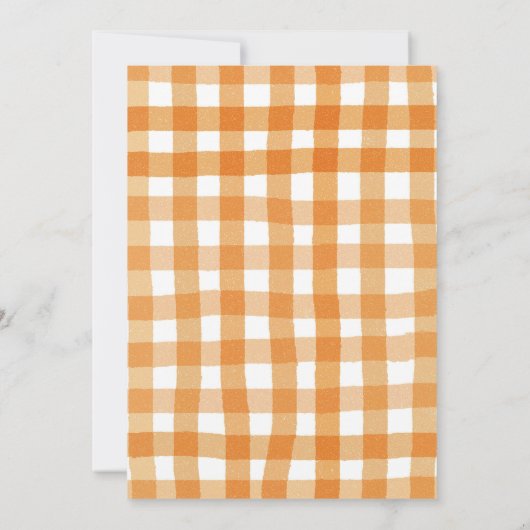 彼または彼女かぼちゃのジェンダーが秋の赤ちゃん服を明らかにする 招待状 (裏面)