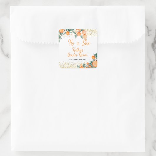 彼または彼女がオレンジのリトルかわいこちゃんスクエアを明かす スクエアシール (バッグ)