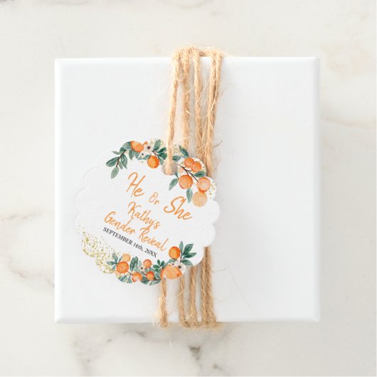 彼または彼女がオレンジの小さなかわいこちゃんを明かす フェイバータグ (インサイチュ)