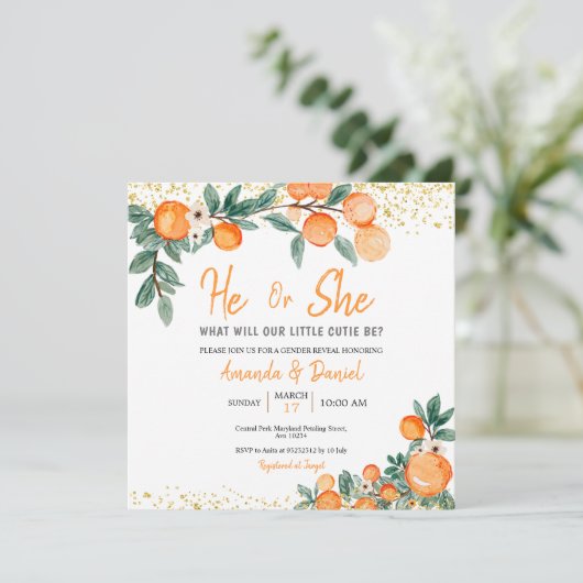 彼または彼女がオレンジの小さなかわいこちゃんを明かす 招待状 (スタンド正面)