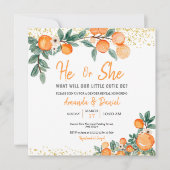 彼または彼女がオレンジの小さなかわいこちゃんを明かす 招待状 (正面)