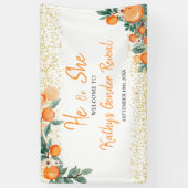 彼または彼女がオレンジの小さなかわいこちゃんを明かす 横断幕 (縦)