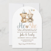 彼または彼女がクマの埃っぽい青いピンクを明かす 招待状 (正面)