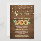 彼または彼女が性別を明かすパーティーシャワー 招待状 (正面)