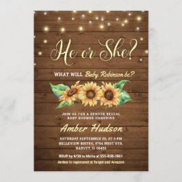 彼または彼女が性別を明かすパーティーシャワー 招待状