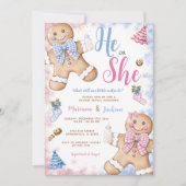 彼または彼女のかわいいジンジャーブレッドのクリスマスジェンダーが明かす 招待状 (正面)