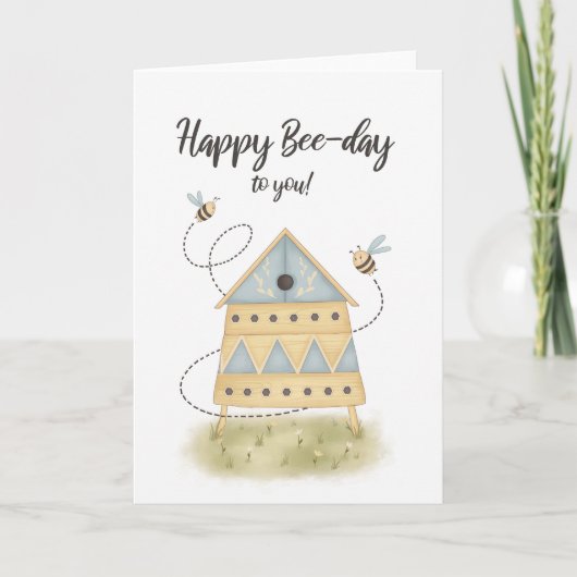 彼または彼女のかわいい蜂ハイブパン誕生日カード カード (正面)