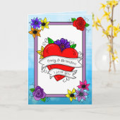 彼または彼女のためのバレンタインデー カード (黄色い花)