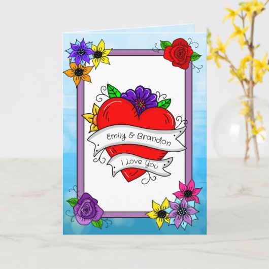 彼または彼女のためのバレンタインデー カード (黄色い花)