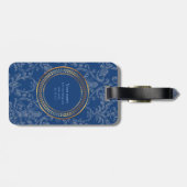 彼または彼女のための青いモノグラムかわいいパターン ラゲッジタグ (裏面横)