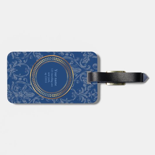 彼または彼女のための青いモノグラムかわいいパターン ラゲッジタグ (裏面横)