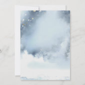 彼または彼女のほこりっぽい青い冬のオーナメント性別を明かす 招待状 (裏面)