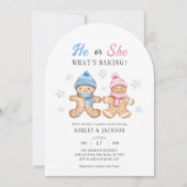 彼または彼女のギンガーブレッド性別がアーチを明かす 招待状 (正面)