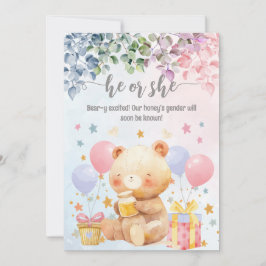 彼または彼女のクマの興奮したジェンダーが赤ちゃんシャワーを明らかにする 招待状