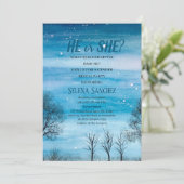 彼または彼女のスノーフレーク冬ワンダーランド赤ちゃんシャワー 招待状 (スタンド正面)