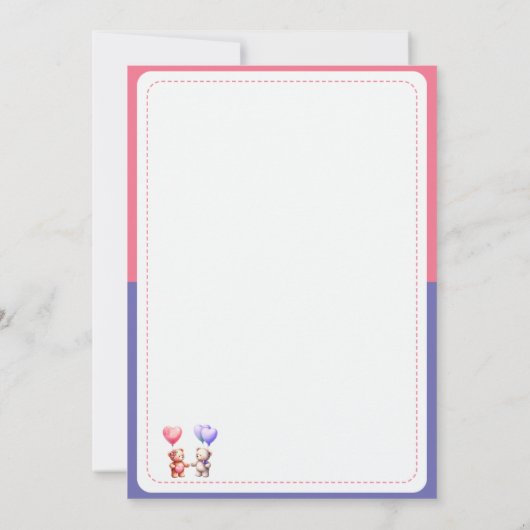 彼または彼女のテディベアの風船のジェンダーの明かす 招待状 (裏面)