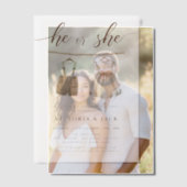 彼または彼女のニュートラル赤ちゃん服ジェンダーが明らかにする ベラム紙招待状 (オフセット (カップル))