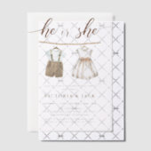 彼または彼女のニュートラル赤ちゃん服ジェンダーが明らかにする ベラム紙招待状 (オフセット (招待状))