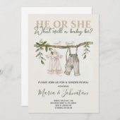 彼または彼女のニュートラル赤ちゃん服ボホジェンダー明かす 招待状 (正面/裏面)