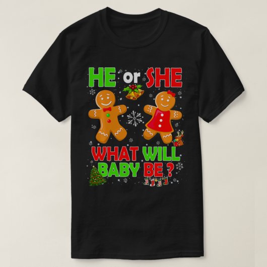 彼または彼女のベビージンジャーブレッドCookieジェンダーChを明らかにする Tシャツ (デザイン正面)