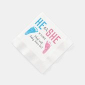 彼または彼女のベビー性足跡のパーティーを明らかにする 縁ありカクテルナプキン (角)