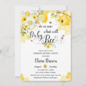彼または彼女のミツバチ黄色のフローラ性明らかにパーティー 招待状 (正面)