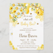 彼または彼女のミツバチ黄色のフローラ性明らかにパーティー 招待状 (正面/裏面)