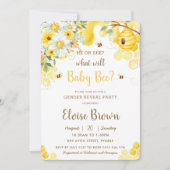 彼または彼女のミツバチ黄色のフローラ性明らかにパーティー 招待状 (正面)