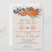 彼または彼女の小さなかわいこちゃんオレンジのジェンダーを明かす 招待状 (正面)