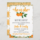 彼または彼女の小さなかわいこちゃんジェンダーが赤ちゃんシャワーを明かす 招待状 (正面/裏面)