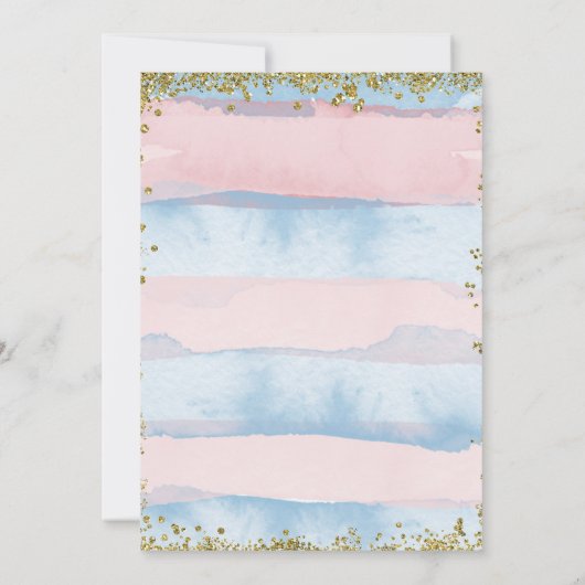 彼または彼女の小さなカボチャのジェンダーが青いピンクを明かす 招待状 (裏面)