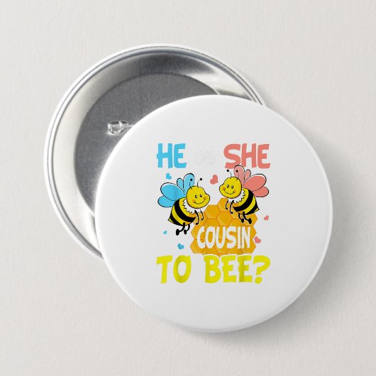 彼または彼女の従姉妹が贈り物を見せおもしろいる 缶バッジ (正面&裏面)