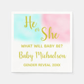 彼または彼女の水色の性別を明かす スタンダードカクテルナプキン (正面)