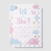 彼または彼女の水色の雲と星のジェンダーの明かす ベラム紙招待状 (オフセット (招待状))