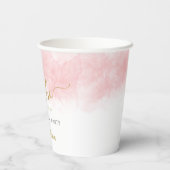 彼または彼女の水色金ゴールドグリッター性発現 紙コップ (裏面)