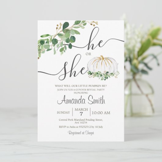 彼または彼女の白かぼちゃのジェンダーを明かす 招待状 (スタンド正面)