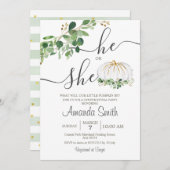 彼または彼女の白かぼちゃのジェンダーを明かす 招待状 (正面/裏面)