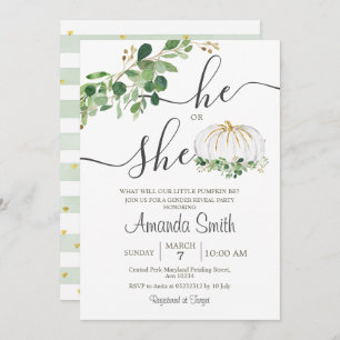 彼または彼女の白かぼちゃのジェンダーを明かす 招待状